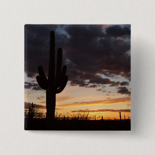 Bóton Quadrado 5.08cm Saguaro Sunset III Arizona Desert Landscape