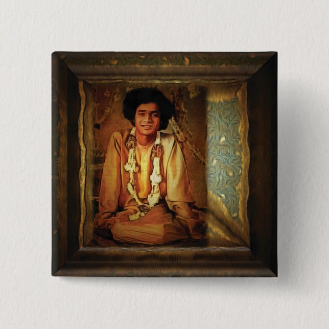 Bóton Quadrado 5.08cm Sai Baba (Frente)