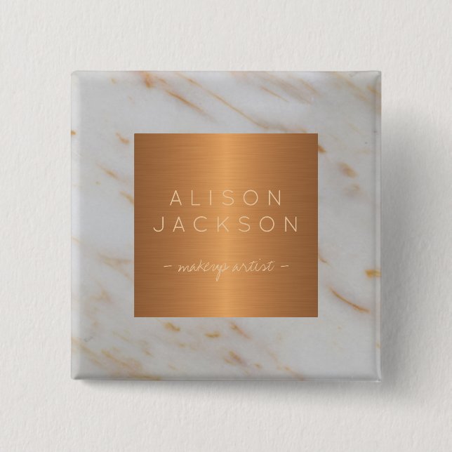 Bóton Quadrado 5.08cm Salão de beleza empregado de cinzas metálicas de c (Frente)