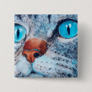 Bóton Quadrado 5.08cm Sally o gato Eyed azul