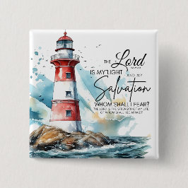 Bóton Quadrado 5.08cm Salmo 27:1 Bíblia LORD é minha Luz e Salvação