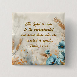 Bóton Quadrado 5.08cm Salmo 34:18 O Senhor está perto de uma Bíblia de c