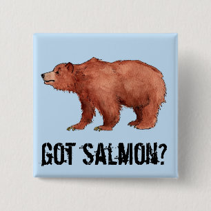 Bóton Quadrado 5.08cm Salmões obtidos? Edmond o urso
