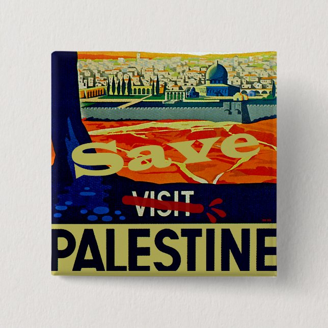 Bóton Quadrado 5.08cm Salvar Palestina (Frente)