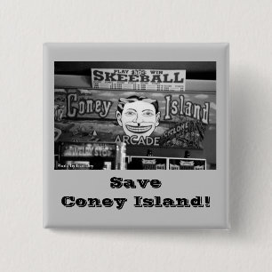 Bóton Quadrado 5.08cm Salve Coney Island!Botão Quadrado