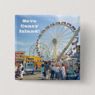 Bóton Quadrado 5.08cm Salve Coney Island! Botão quadrado (azul)