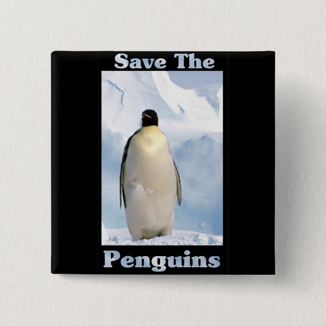Bóton Quadrado 5.08cm Salve os pinguins (Frente)
