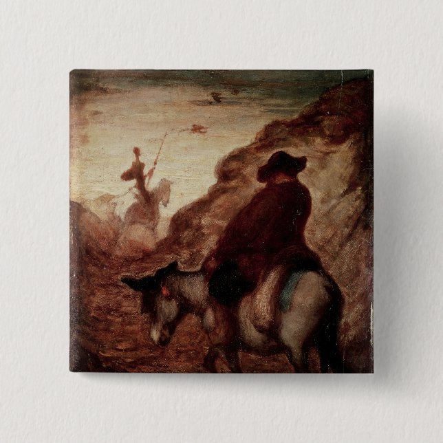 Bóton Quadrado 5.08cm Sancho e Don Quixote, século XIX (Frente)