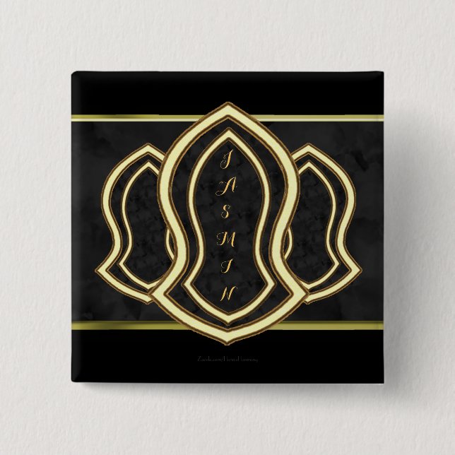 Bóton Quadrado 5.08cm Sandal Do Mármaco Do Profeta (Cinza) E Dourada (Frente)