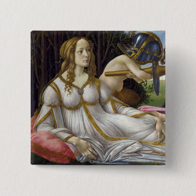 Bóton Quadrado 5.08cm Sandro Botticelli - Vênus e Marte, lado esquerdo (Frente)