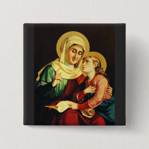 Bóton Quadrado 5.08cm Santa Ana e Virgem Maria