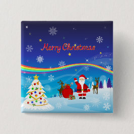 Bóton Quadrado 5.08cm Santa Claus e Reindeer