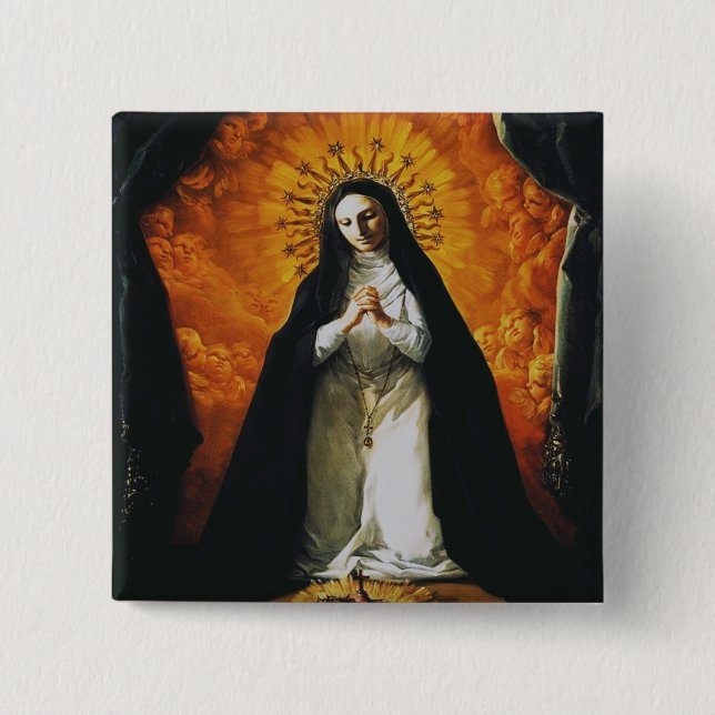 Bóton Quadrado 5.08cm Santa Margarida Maria Alacoque (Frente)