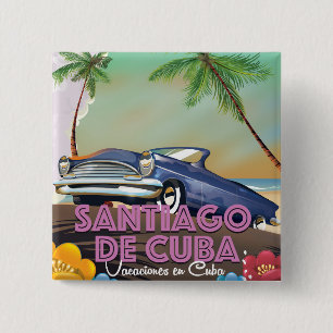 Bóton Quadrado 5.08cm Santiago de Cuba - poster de viagens cubano