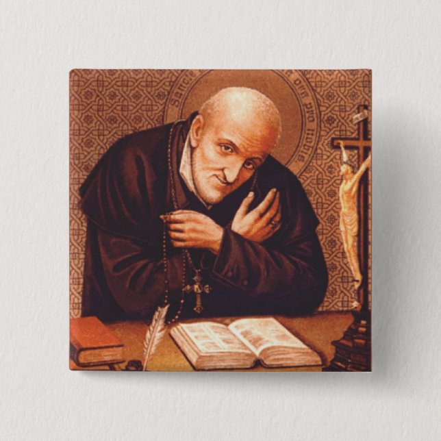 Bóton Quadrado 5.08cm Santo Alphonse Liguori (Frente)