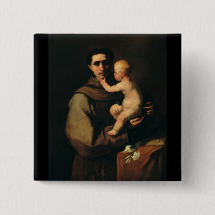 Bóton Quadrado 5.08cm Santo Anthony de Pádua por Luca Giordano