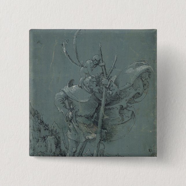 Bóton Quadrado 5.08cm Santo Christopher, 1510 (Frente)