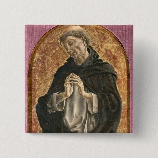 Bóton Quadrado 5.08cm Santo Dominic (tempera no painel) (Frente)