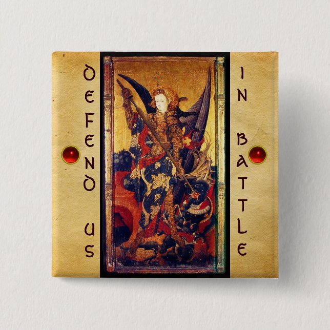 Bóton Quadrado 5.08cm Santo Michael Vanquishing the Devil (Frente)
