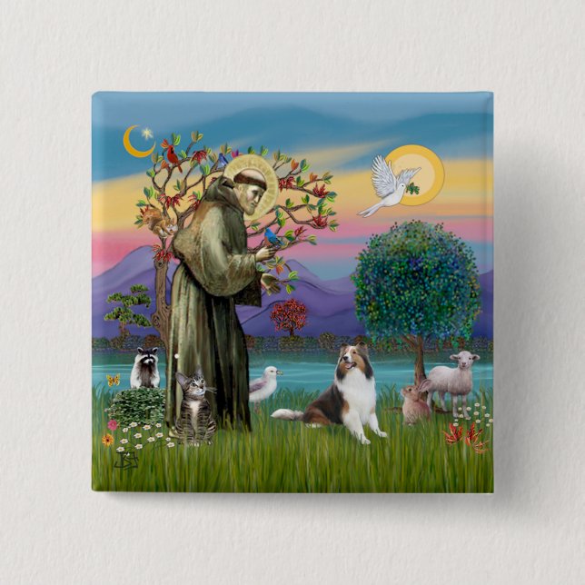 Bóton Quadrado 5.08cm São Francisco com Animais - personalizável (Frente)