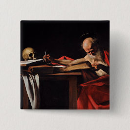 Bóton Quadrado 5.08cm São Jerônimo Escrevendo (por Caravaggio)
