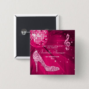 Bóton Quadrado 5.08cm Sapatos de Salto Brilhante Bola de Discoteca Rosa