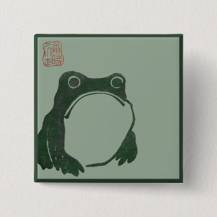 Bóton Quadrado 5.08cm Sapo japonês do ukiyo da arte