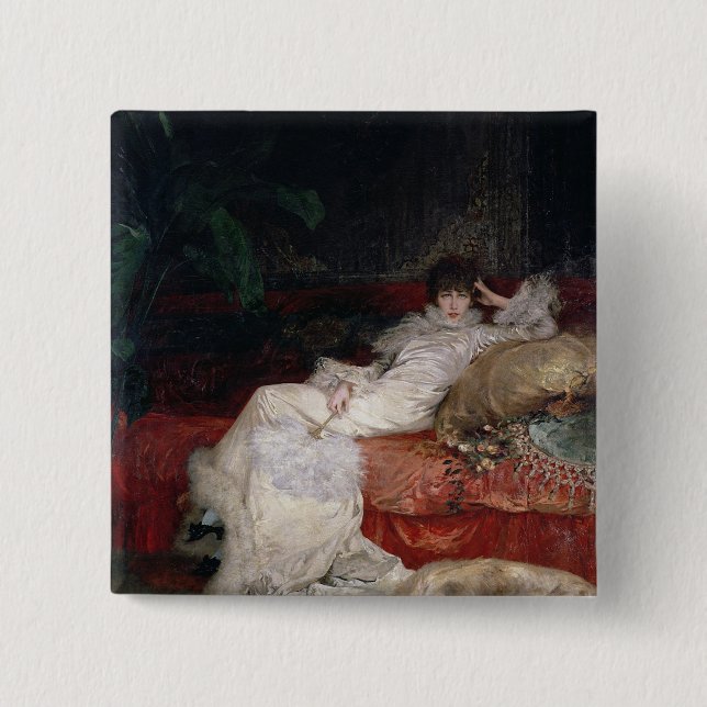 Bóton Quadrado 5.08cm Sarah Bernhardt 1876 (Frente)