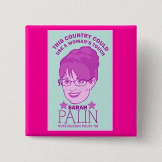 Bóton Quadrado 5.08cm Sarah Palin, botão do toque da mulher