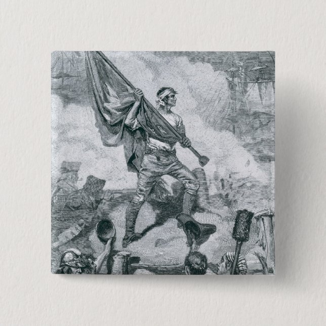 Bóton Quadrado 5.08cm Sargento Jaspe na batalha do forte Moultrie (Frente)