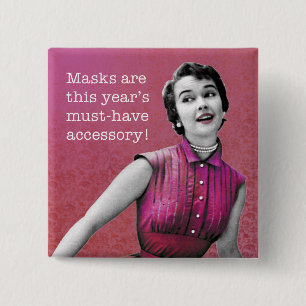 Bóton Quadrado 5.08cm Sassy Retro Botão Quadrado