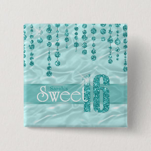 Bóton Quadrado 5.08cm Satin Jewel Sweet, 16.ª ID Teal260