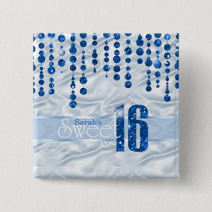 Bóton Quadrado 5.08cm Satin Jewel Sweet Six Blue ID260