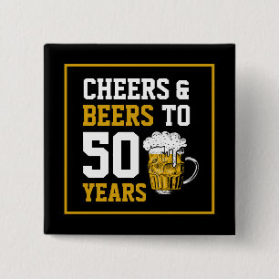 Bóton Quadrado 5.08cm Saúde e cerveja aos 50 anos 50 anos 50 anos