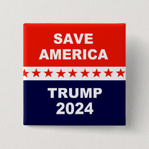 Bóton Quadrado 5.08cm Save America Trump 2024