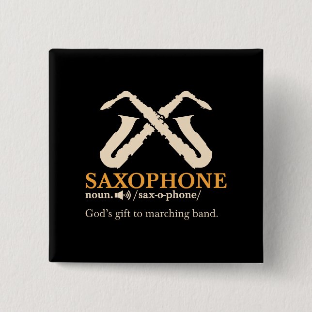 Bóton Quadrado 5.08cm Saxofone - Definição Saxofônica (Frente)