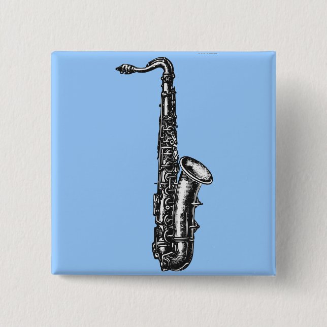 Bóton Quadrado 5.08cm Saxofone do conteúdo (Frente)