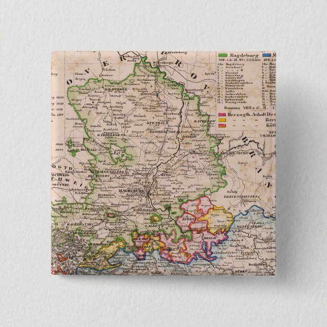 Bóton Quadrado 5.08cm Saxónia, Anhalt (Frente)
