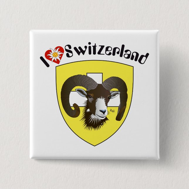 Bóton Quadrado 5.08cm Schaffhausen Schweiz Button (Frente)