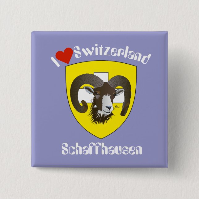 Bóton Quadrado 5.08cm Schaffhausen Schweiz Button (Frente)
