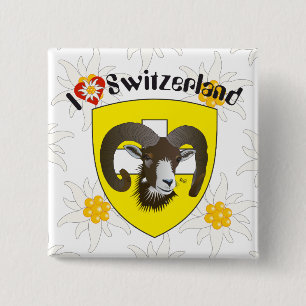 Bóton Quadrado 5.08cm Schaffhausen - Schweiz - Suisse - Botões Svizzera