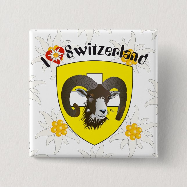 Bóton Quadrado 5.08cm Schaffhausen - Schweiz - Suisse - Botões Svizzera (Frente)