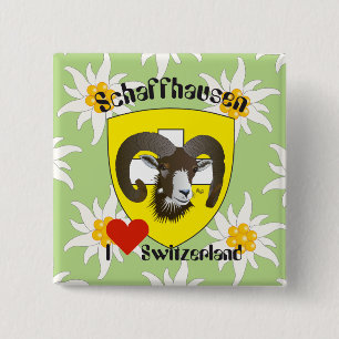 Bóton Quadrado 5.08cm Schaffhausen - Suíça Suisse - Svizzera Button