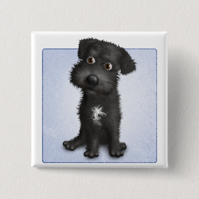 Bóton Quadrado 5.08cm Schnoodle (preto) (Frente)