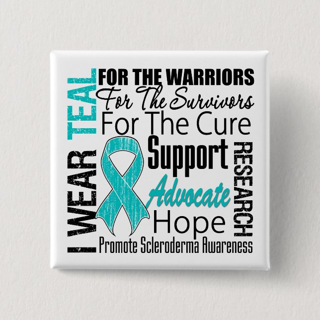 Bóton Quadrado 5.08cm Scleroderma I Veste Tributo Teal Ribbon (Frente)