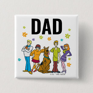 Bóton Quadrado 5.08cm Scooby-Doo e o Pai de aniversário da Gang