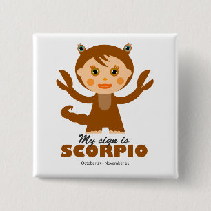 Bóton Quadrado 5.08cm Scorpio Zodiac para Crianças