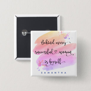 Bóton Quadrado 5.08cm Script de Aquarela Cor-de-Cor-de-Cor-de-Cor-de-Cor