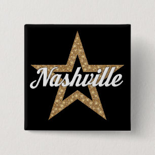 Bóton Quadrado 5.08cm Script Nashville Com Botão Star (Tipo Branco)