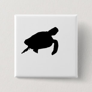Bóton Quadrado 5.08cm Sea Turtle Silhouette